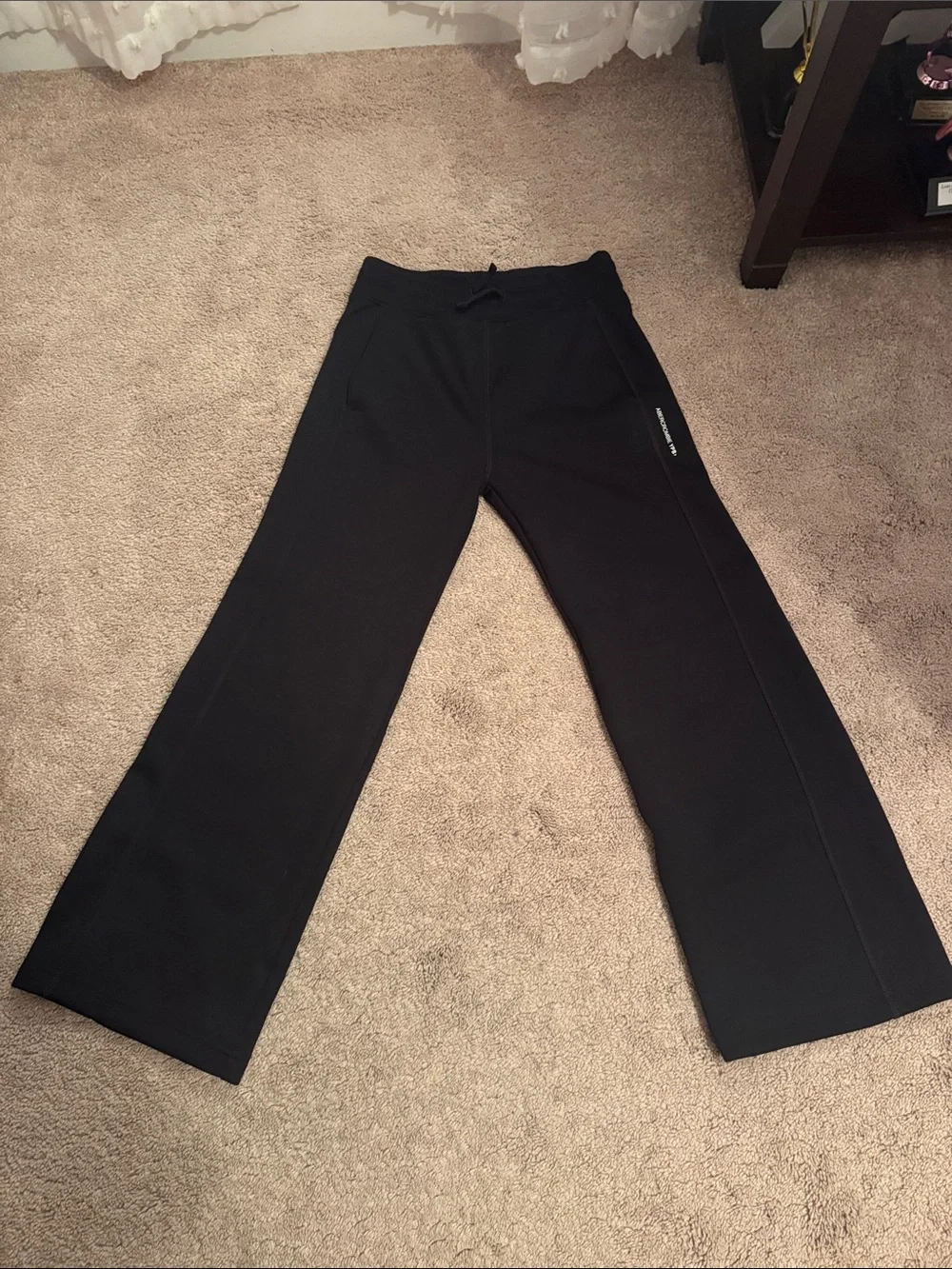 abercrombie kids Black Wide-Leg Jogger Sweatpants